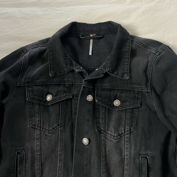 Free People - Black Denim Jacket - Picture 3 of 4